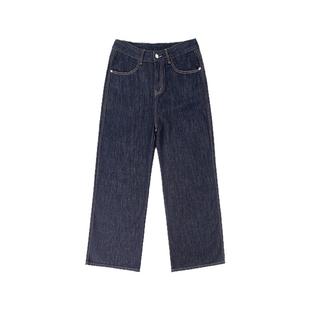 侧边明线原色直筒宽松牛仔裤春秋季男2025新款男款裤子美式休闲冬