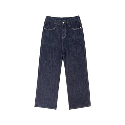 侧边明线原色直筒宽松牛仔裤春秋季男2025新款男款裤子美式休闲冬