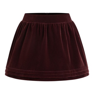 CIDER 秋冬新品女装天鹅绒低腰层叠短裙114080562