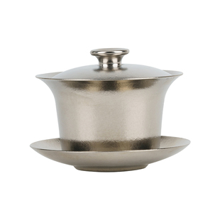 榜盛纯钛三才盖碗家用单个高档悬停泡茶碗三件套功夫茶具茶杯套装