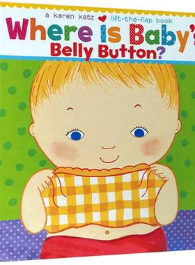 英文原版绘本Where Is Baby's Belly Button宝宝的肚脐眼在哪里Karen Katz凯伦卡茨翻翻书oes Ears Nose1-4岁启蒙Counting Kisses