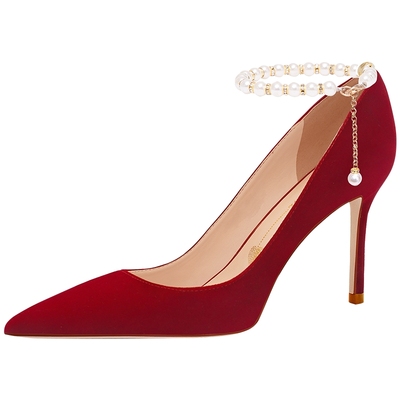 爱丽拉红色高跟新娘婚鞋赠运费险