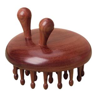 高端檀木圆盘洗头梳头皮按摩梳头部经络疏通神器头疗养发木梳子