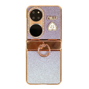 铰链全包镶钻高档适用华为Pocket2优享版手机壳斜挎小折叠防摔pockets高级感女款指环扣新款pocket 2紫色2