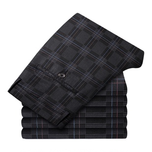 时尚格子休闲裤男2025新款春夏季修身小脚高级感商务弹力西裤子男