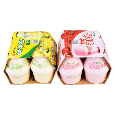8瓶装韩国进口宾格瑞牛奶238ml香蕉草莓儿童牛奶饮品饮料