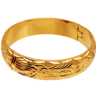 沙金手镯女加厚龙凤满天星实心婚庆首饰铜镀金假黄金仿金暗扣首饰