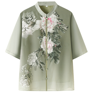 香云纱真丝上衣女衬衣老年人衣服妈妈夏装套装2025新款桑蚕丝衬衫