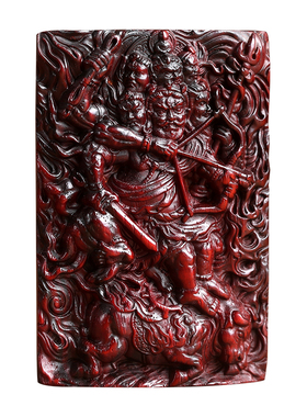 小叶紫檀木雕大威德金刚吊坠