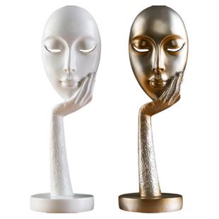 思考者小摆件女人脸面具雕塑客厅玄关酒柜人物桌面艺术品工艺品
