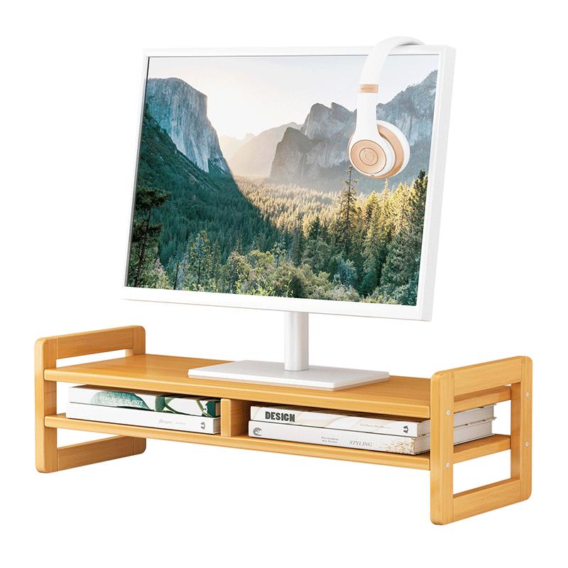 办公电脑增高架显示器托架台式桌面楠竹置物支架垫高底座实木屏幕