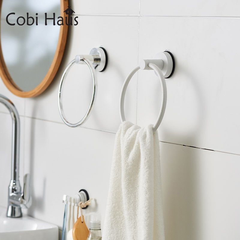 DEHUB圆形免钉毛巾置物架浴室卫生间壁挂式强力吸盘毛巾挂环