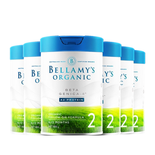 【官方正品】贝拉米白金有机A2蛋白DHA奶粉2段800g*6罐