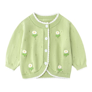 女宝宝针织开衫外套春秋装洋气打底衫上衣服小月龄婴幼儿外出毛衣