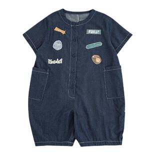 幼悠男童2025新款时尚日系设计感连衣裤夏季独特超好看儿童裤子潮