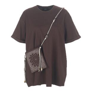 wana try极简廓形咖色T恤自带小挎包2026夏季新款休闲女款短袖