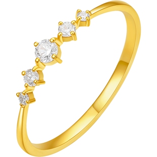 周六福黄金镶嵌戒指女5G足金钻石女戒黄金钻戒送女朋友新年礼物