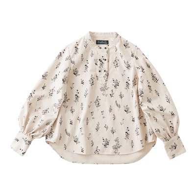 女式纯棉药草印花衬衫日系简约