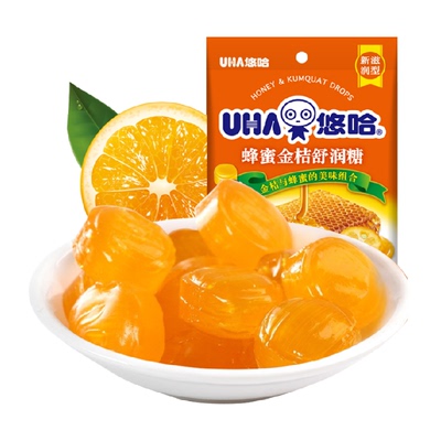 UHA悠哈蜂蜜金桔舒润糖103g*1袋