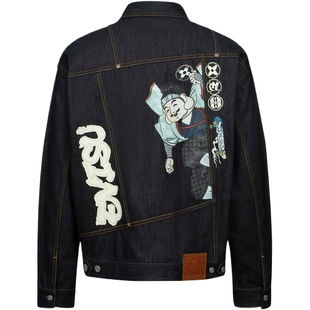 EVISU 福神男士忍者佛头印花休闲潮流牛仔外套夹克