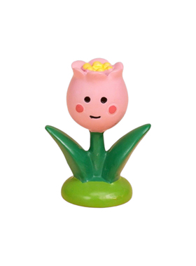 粉色郁金香树脂桌面工位车载摆件