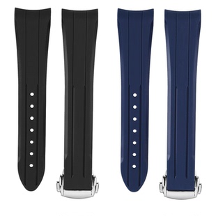 适用欧米茄超霸专业月球表氟橡胶手表带原装款斯沃琪联名弧形接口表带配件20MM