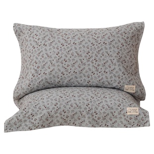 蓝花碎影纯棉a类四层纱布枕巾成人防头油四季通用全棉枕巾盖家用