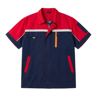 家具厂工作服短袖定制夏季建材装饰公司员工劳保工程服装男印logo