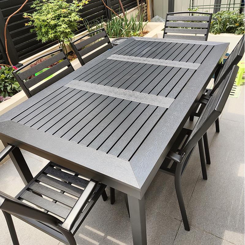 庭院休闲餐桌椅组合咖啡厅室外露天阳台花园露台塑木户外桌椅家具