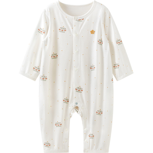 微狮牧尼婴儿长袖连体衣夏季薄款睡衣宝宝空调服纯棉哈衣爬服夏装