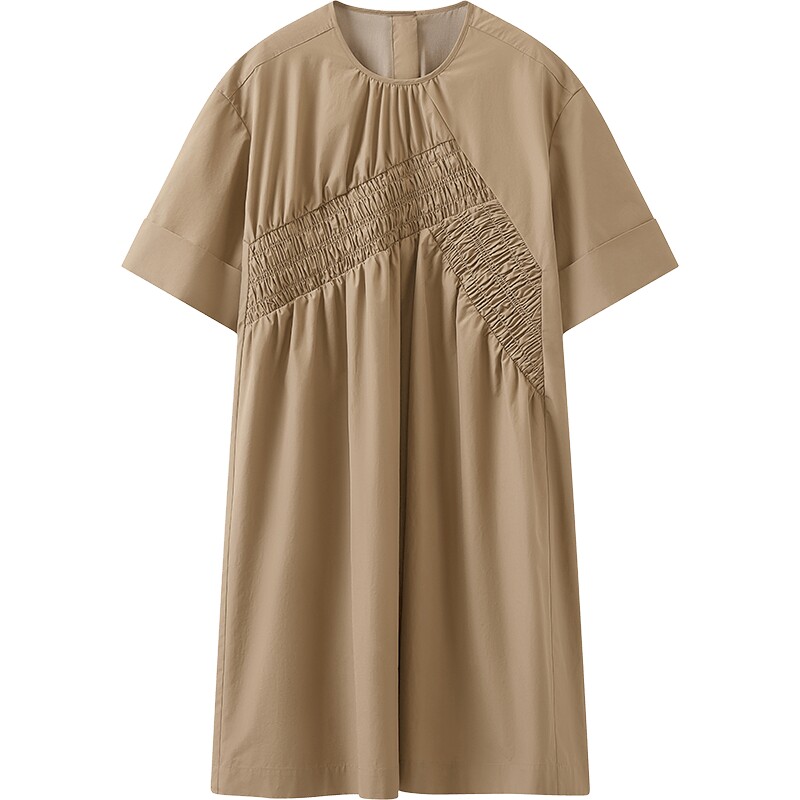 【商场同款】播26夏新品短袖连衣裙女圆领宽松简约裙子BDT2LD1606