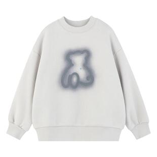 ei童装儿童加绒圆领卫衣冬装新款男女童印花宽松潮酷运动上衣