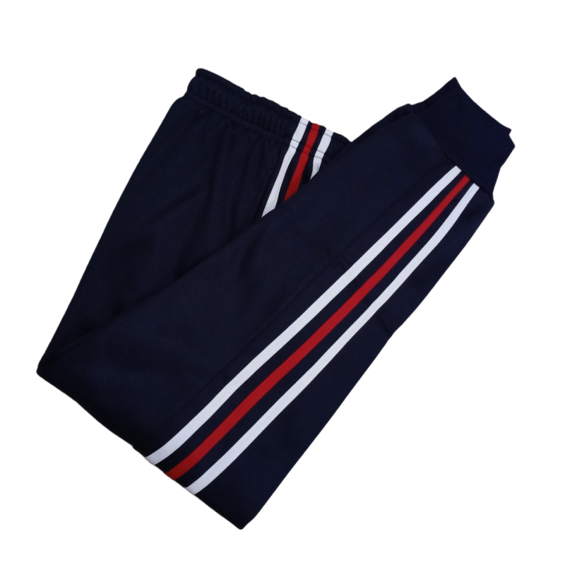 藏蓝色校服裤子白红白条三道杠红白红边春秋高中小学生冬季加绒裤