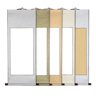 燃灯批发特价10卷空白卷轴宣纸挂轴书法横轴立轴半生熟毛笔字国画创作专用纸免装裱高温绫布装饰挂画字画定制