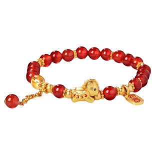 马上有钱SEULEMENT瑟拉蒙本命年红玛瑙黄水晶手链女轻奢红绳手串