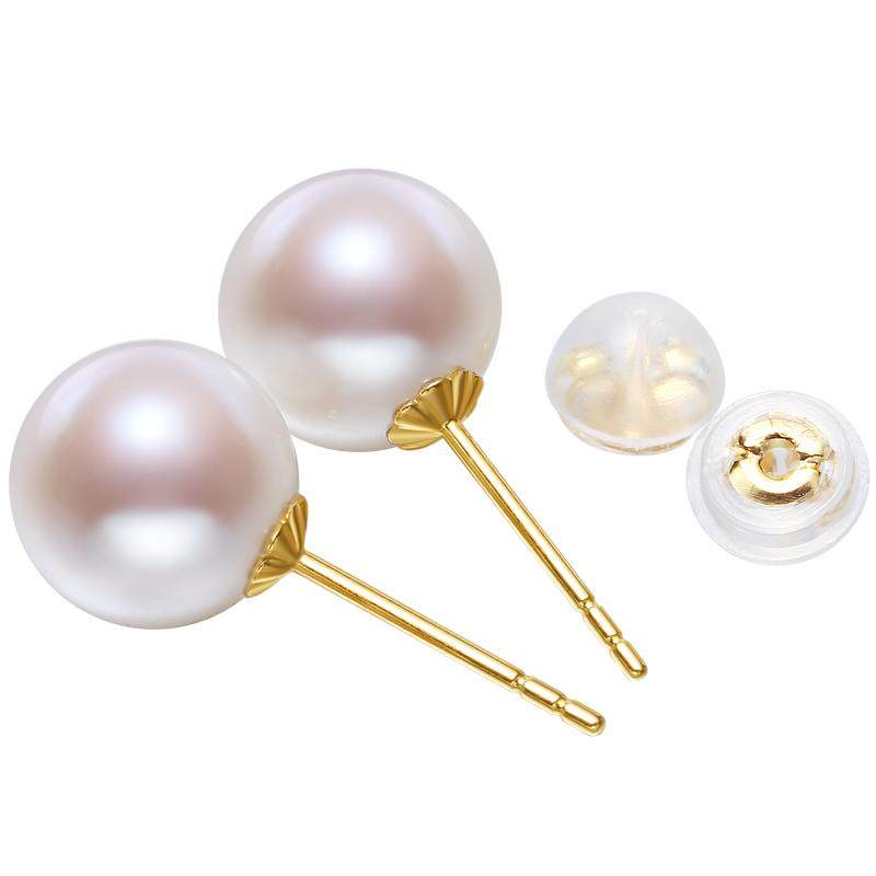 海蒂珠宝 忆镜9-12mm精选大颗粒淡水珍珠耳饰女媲美akoya海水珠