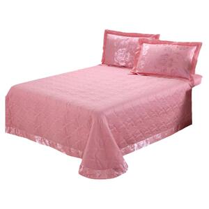 欧式床单床套纯棉绗缝婚庆红床盖