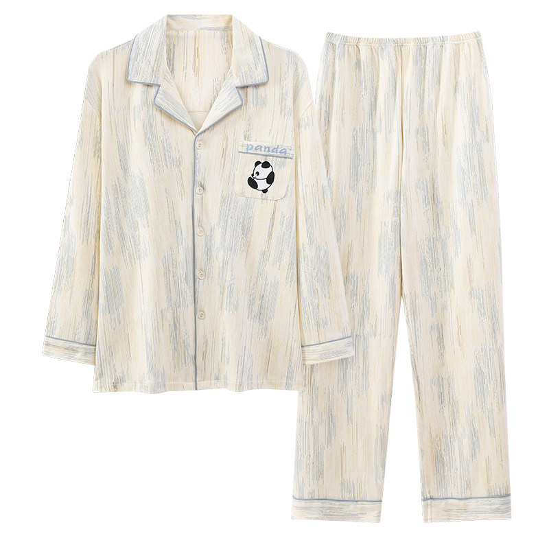 家曼妃男士纯色棉质家居服套装