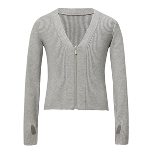 儿童舞蹈毛衣秋冬长袖针织拉链开衫女童中国舞练功服披肩V领外套