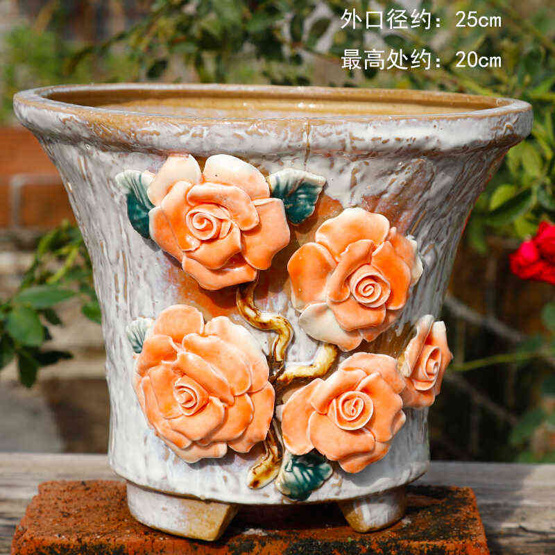 麦饭石手绘手捏花盆粗颗粒多肉花盆老桩盆拼盘群生盆精美