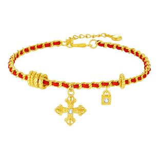 周大生十方守护红绳银手链女编绳国风手饰新中式本命年生日礼物