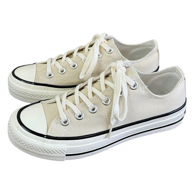 米色低帮春季男女同款情侣帆布鞋