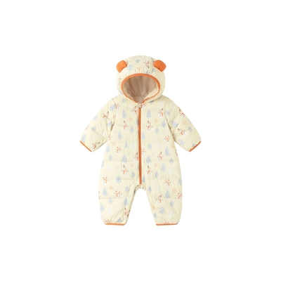 英氏婴儿超韧绒羽绒服连体衣连帽冬款抗菌轻薄宝宝哈衣冬季外出服