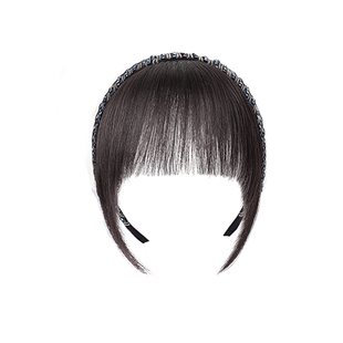 假发片发箍刘海一体式真发补发片自然前额头帘遮白发头顶补发片女