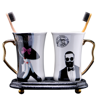 陶瓷简约家用漱口杯一对洗漱杯