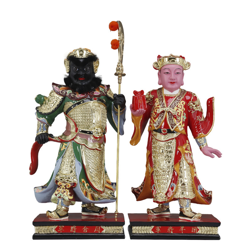 神像关公左右护法树脂供奉摆件