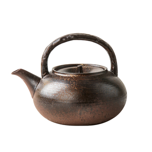 柴烧纯手工侧把家用电陶炉煮茶器户外提梁烧水泡茶陶壶围炉煮茶