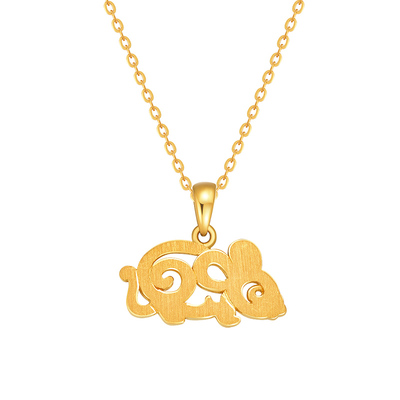 明牌珠宝黄金十二生肖鼠吊坠