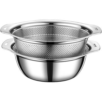 真正304不锈钢盆沥水篮套装