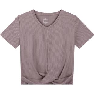 361运动短袖女款2026夏季透气新款上衣纯色健身速干衣V领短款T恤